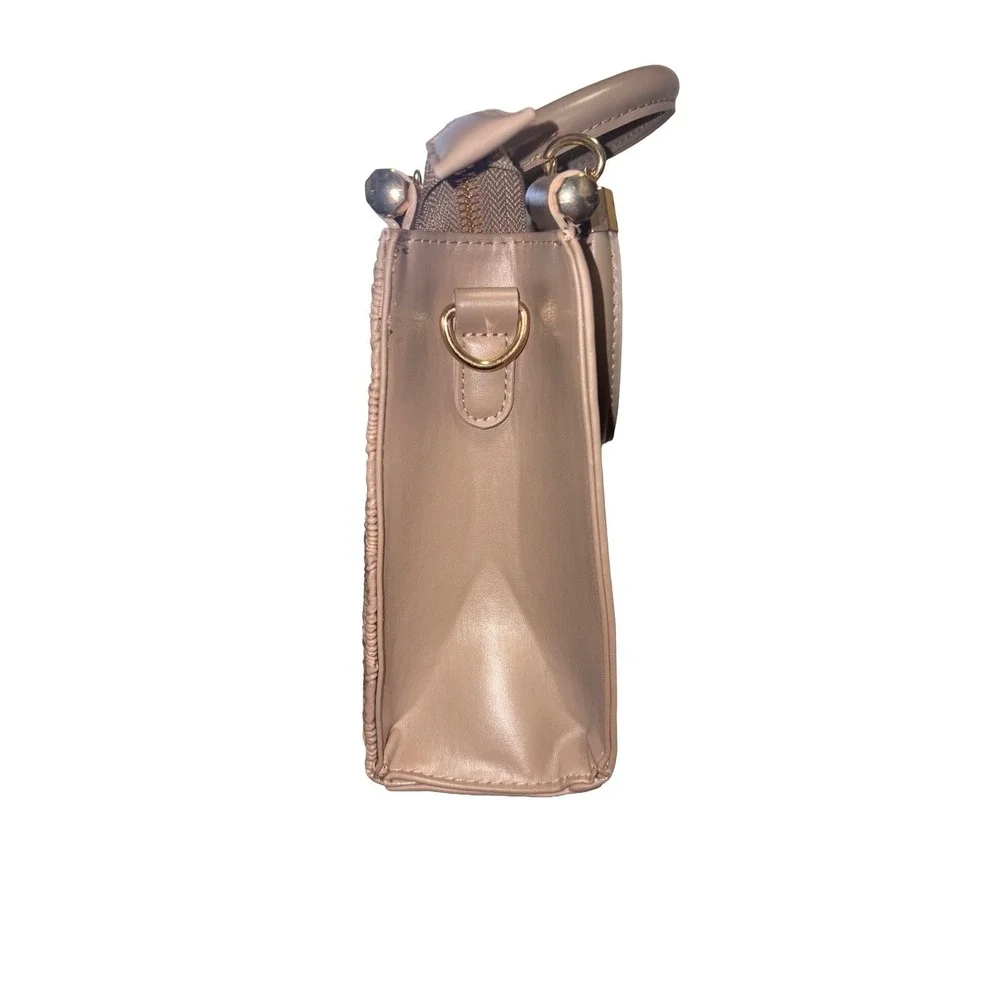 Bebe Nola Satchel‎ Taupe Gold Zipper Classy Handbag Cocktail Party